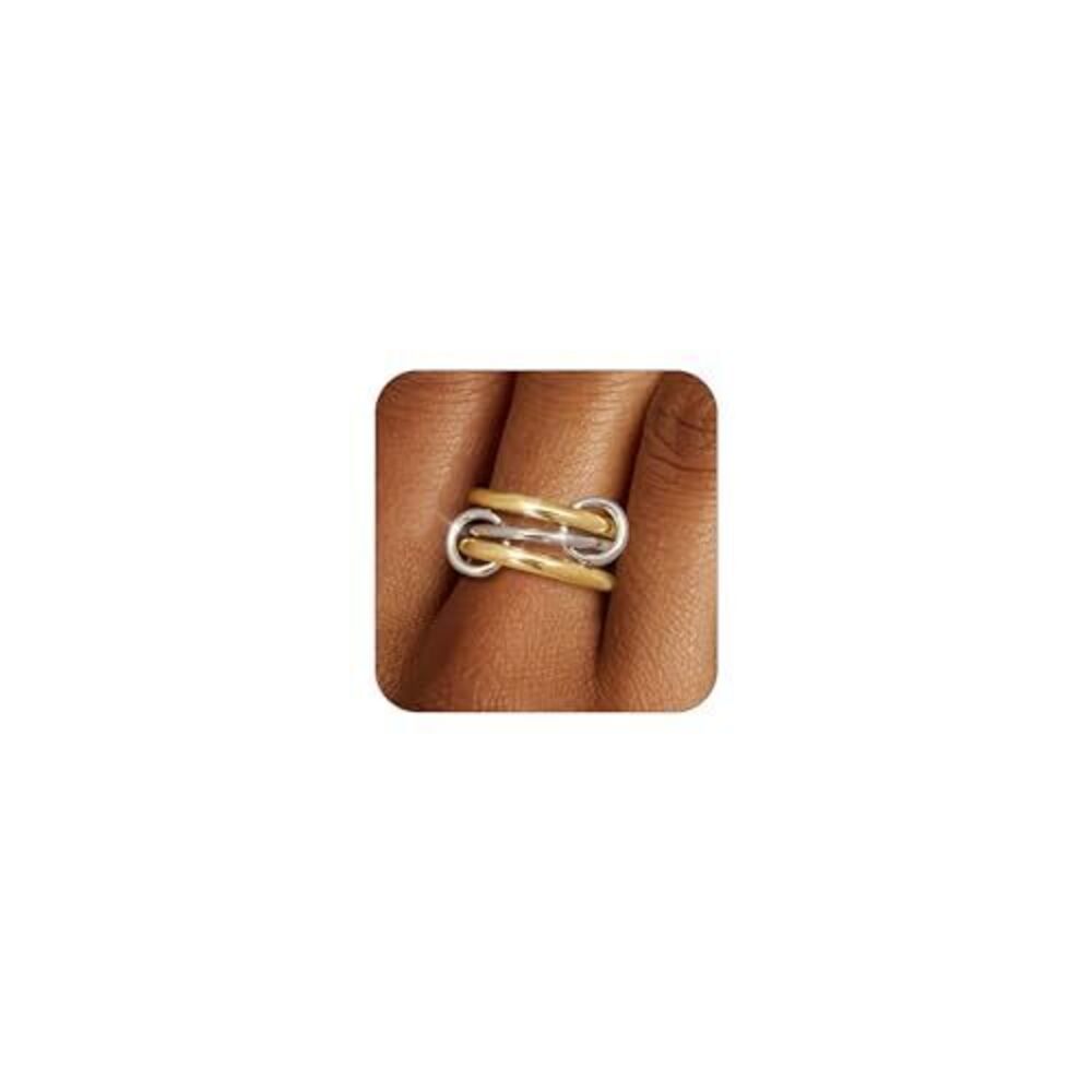 9918 Stackable Gold Rings 18K Gold Plated Interlocking Ring Stack Set Gold